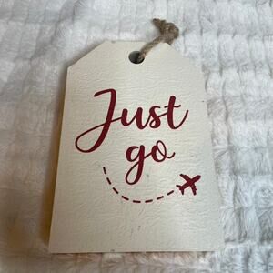 ASHLAND Just Go Airplane Wooden Travel Tag Decor Adventure White Red